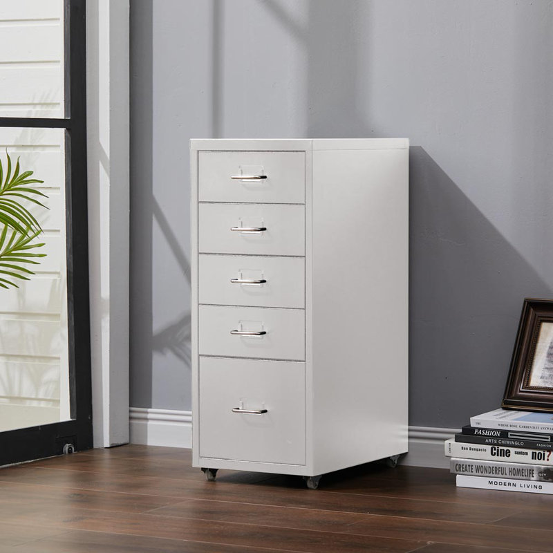 Eulus 28cm Wide 5 -Drawer File Cabinet, White