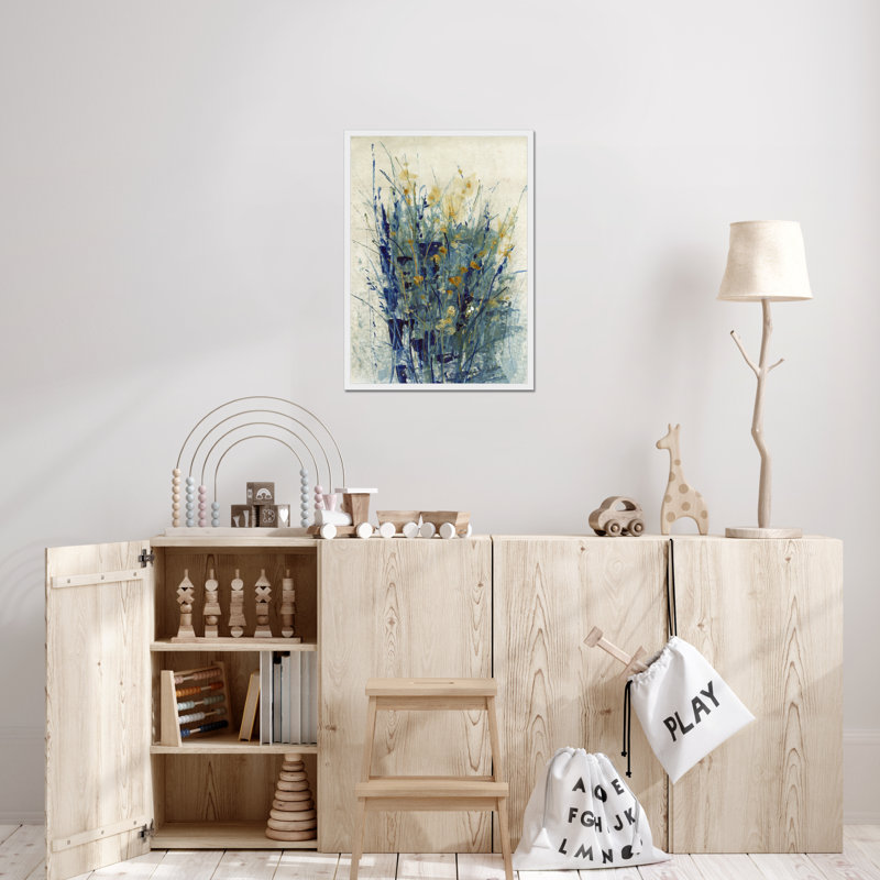 Indigo Floral II by Timothy O' Toole - Painting, 50cm H x 34cm W, White Framed Paper Print