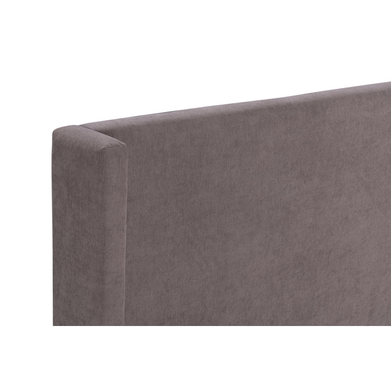 NORDIC UPHOLSTERED ARM QUEEN BED BROWN VELVET BLACK, Brown Velvet, Queen