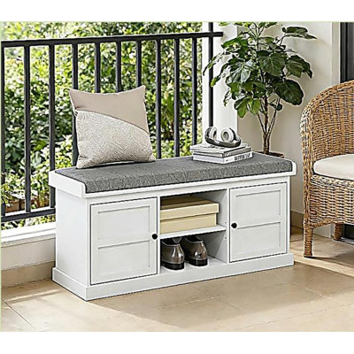 Banc d'entrée, banc de rangement pour chaussures avec siège rembourré