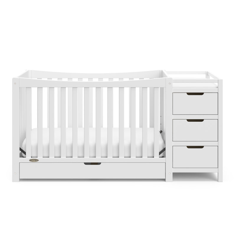 White Pine 4-in-1 Convertible Crib with Changer and Drawer
