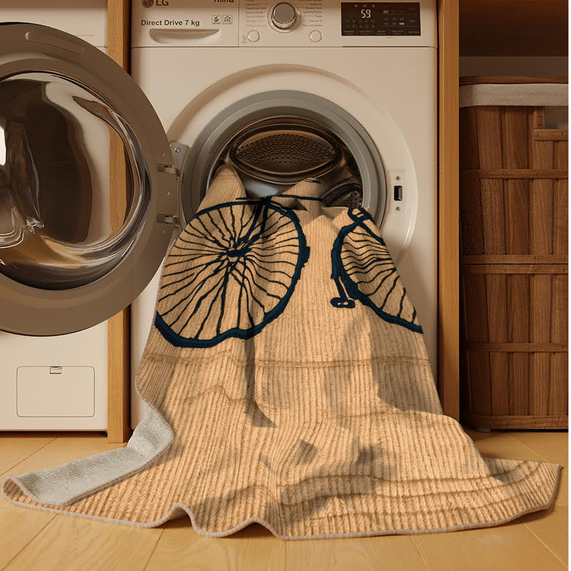 Machine Washable Transportation Brown Area Rug, Rond 4 pi