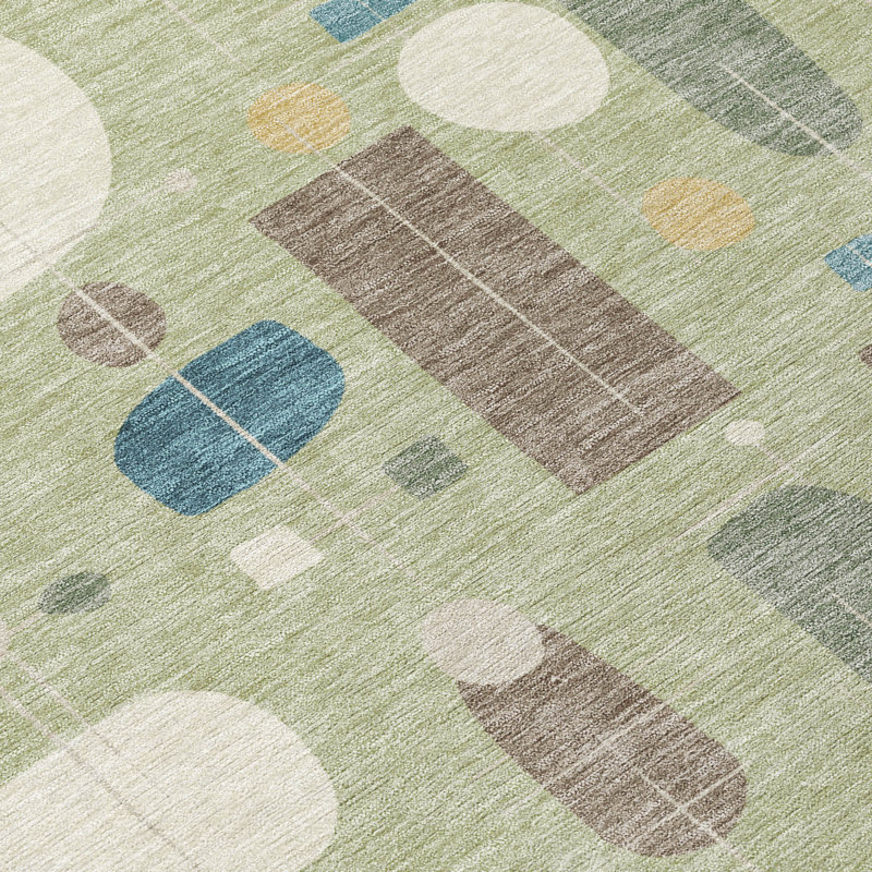 Machine Washable Indoor/Outdoor Juliet ACN2393 Mid-Century Modern Rug, Rectangle 2'6" x 3'10"