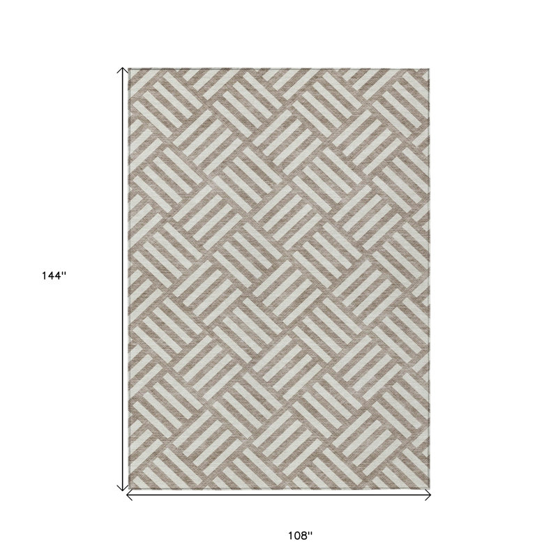Tapis intérieur / extérieur lavable taupe et ivoire 9 pi x 12 pi
