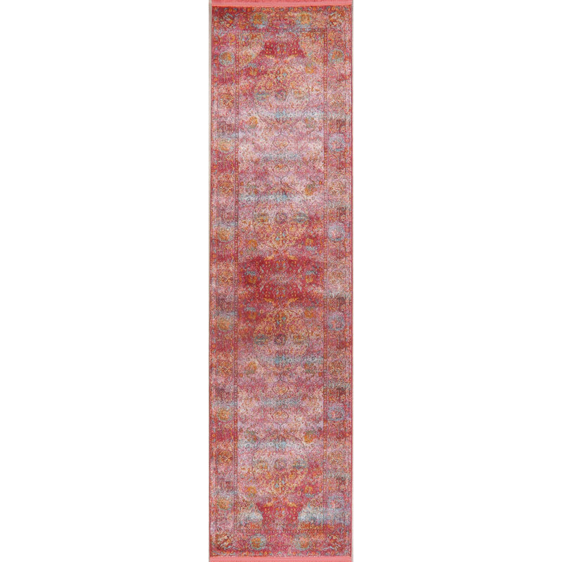 Tapis rouge à imprimé animalier, Tapis de couloir beige