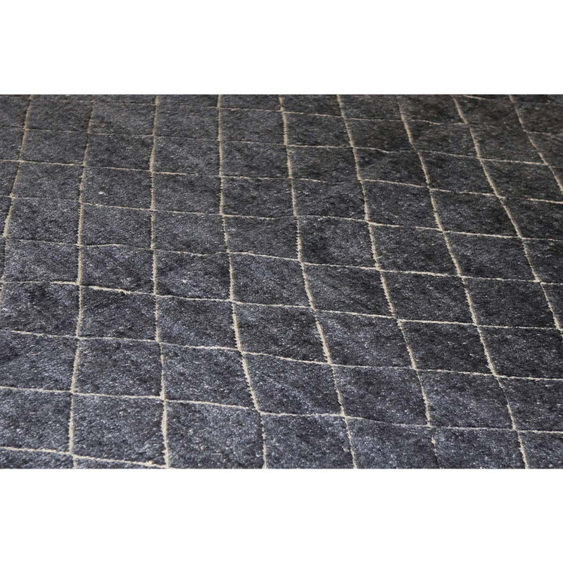 Tapis unique crème / bleu foncé noué à la main de haute qualité