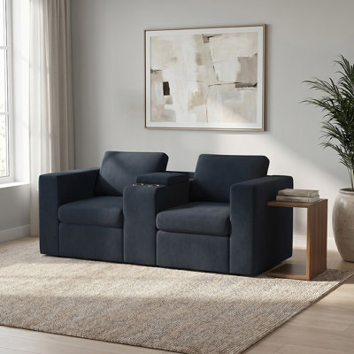Lockheart 76" Modular Track Arm 2 Seater Loveseat with Storage Console