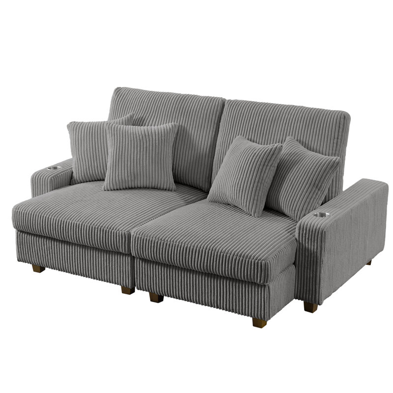 Graicyn Velvet Chaise Lounge, Gray