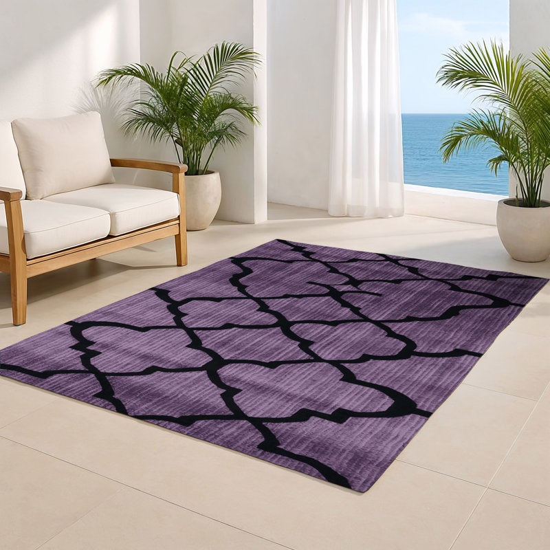 Tapis mauve intérieur et extérieur Trellis, Rectangle 5 pi x 7 pi