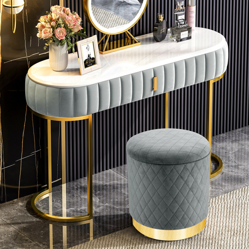 Upholstered Ottoman, Grey