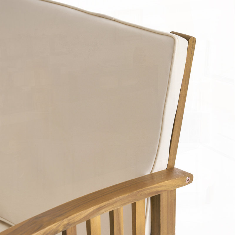 Fauteuil d'extérieur en bois d'acacia, Crème, crème, Brun