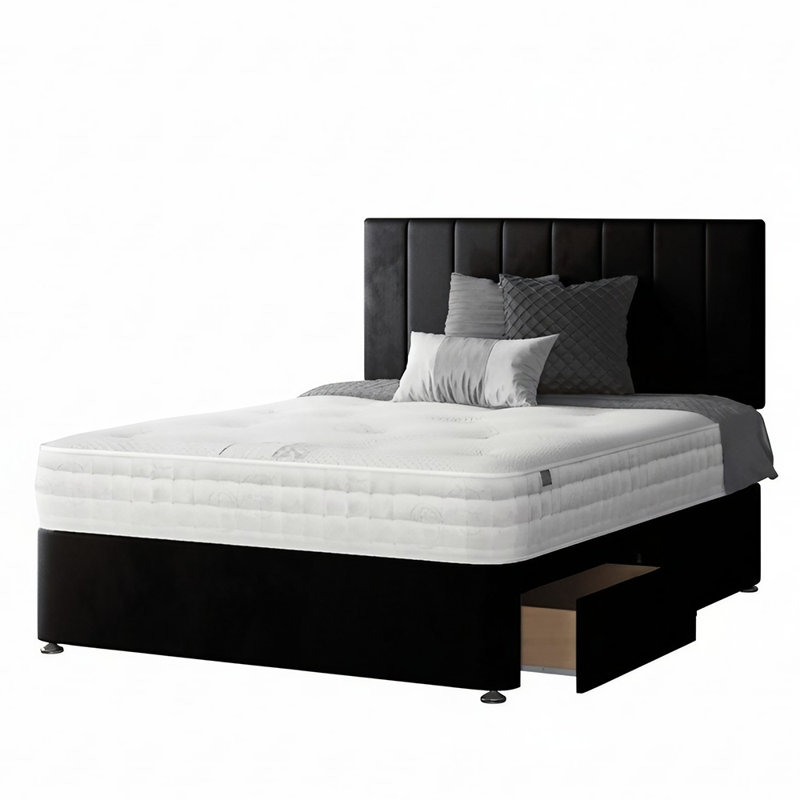 Ohioville Divan Bed Base, Double (4'6), Black, 4 Drawers