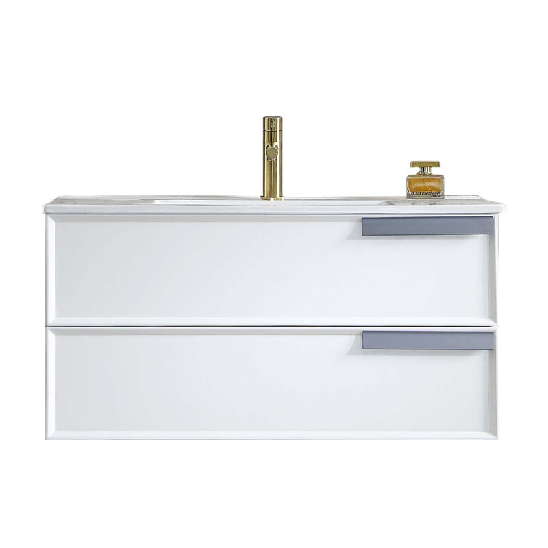 Meuble-lavabo mural simple 36 po avec lavabo, Blanc mat