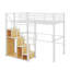 Lit simple en métal surélevé avec escalier de rangement et placard-341216842