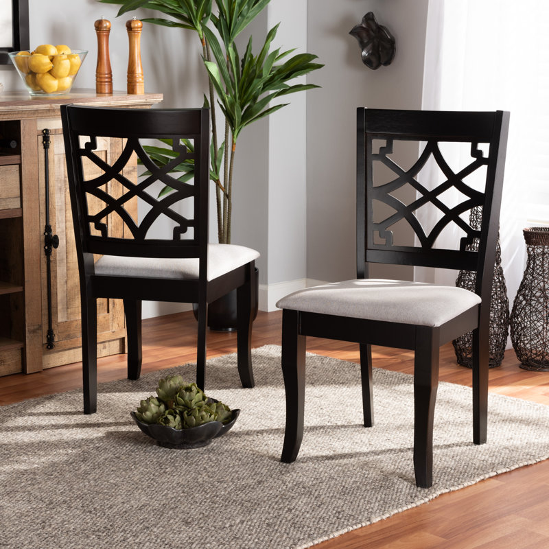 17.9'' H Upholstered Oak Side Chair, Gray