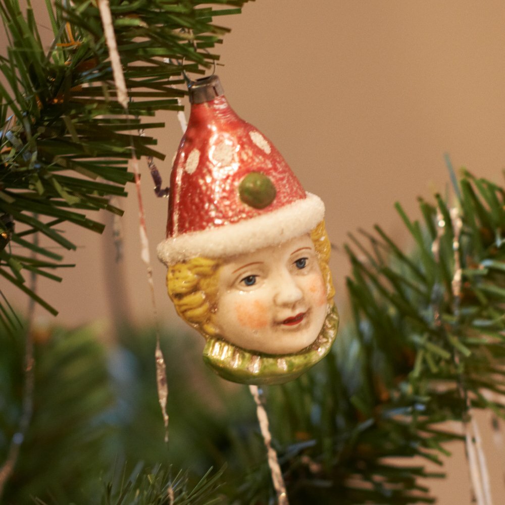 Geformtes Ornament für Weihnachten Clownkopf mit Mütze