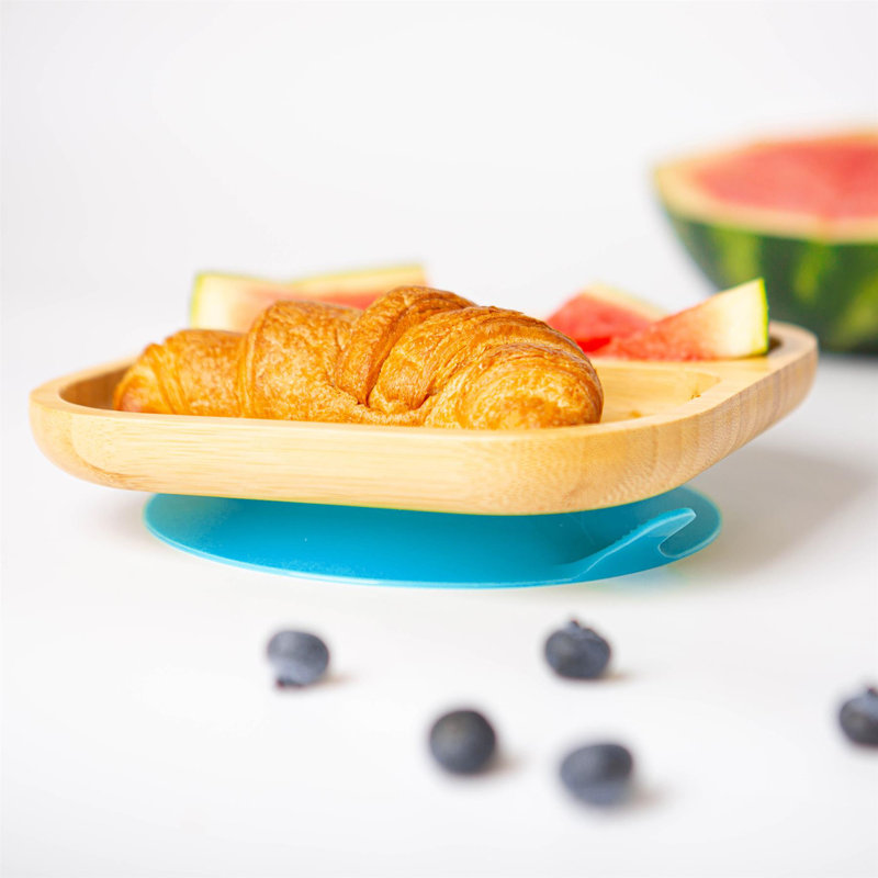 Tiny Dining Children's Bamboo Plate Suction Cup, Blue