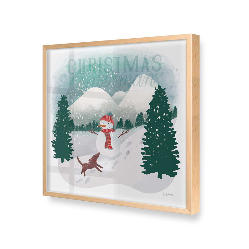 20 po x 20 po Christmas Fun in Snow III dans un cadre doré brossé, H 13,5 po x l 13,5 po, Cadre en érable brut, bois massif
