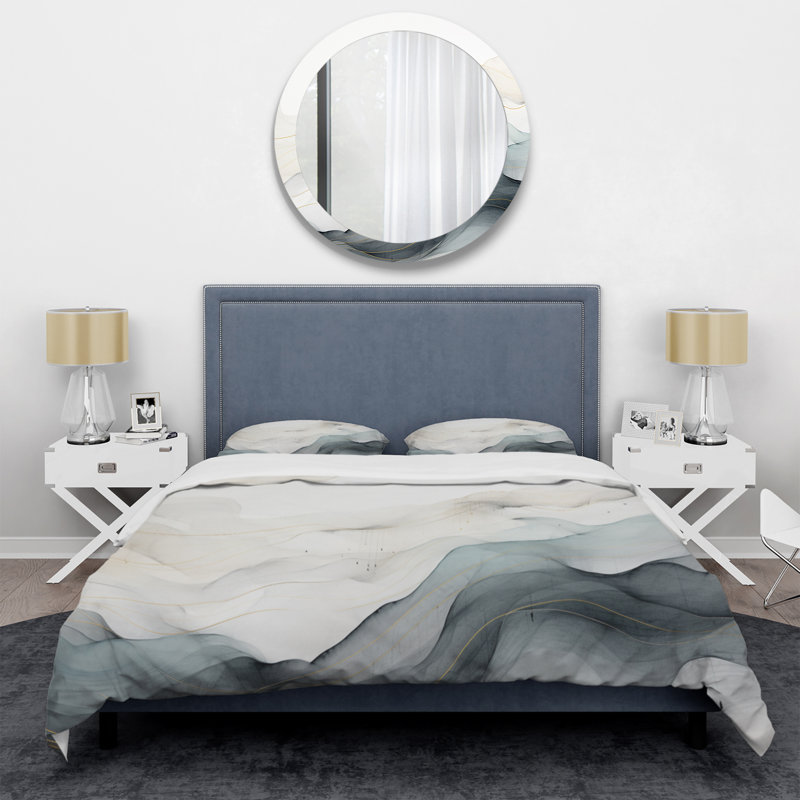 Ensemble de housse de couette en microfibre / polyester Blue Blue Line Art Conceptual Abstract II