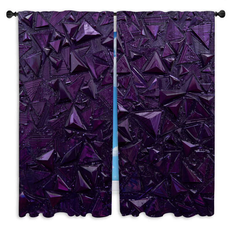 Rideaux de fenêtre mauve à motif géométrique triangulaire transparent et obscurcissant - 2 panneaux, Transparent