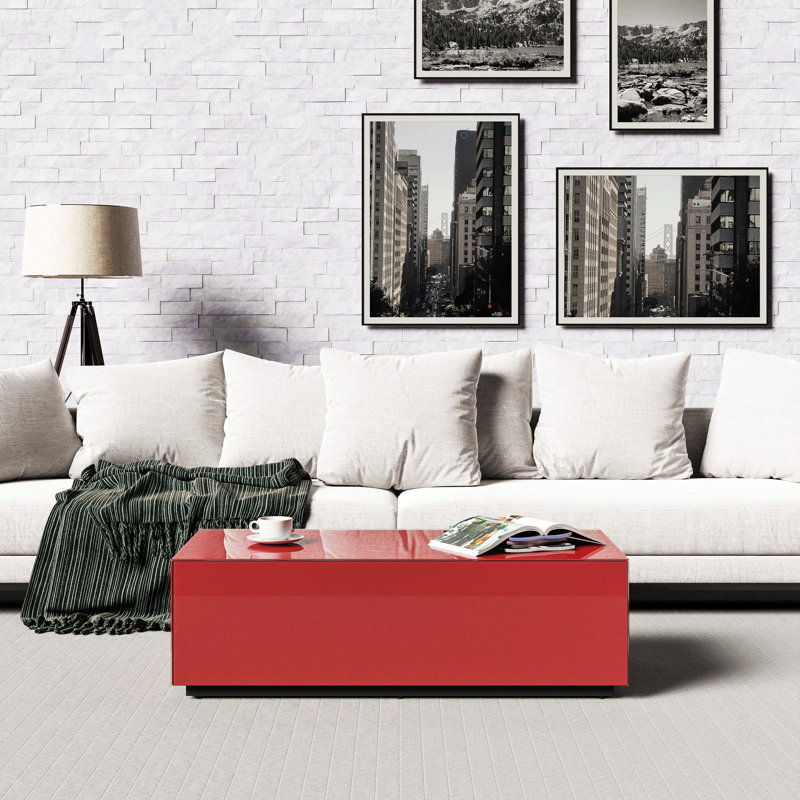 Mcmartin Glass Coffee Table, Scarlet Red