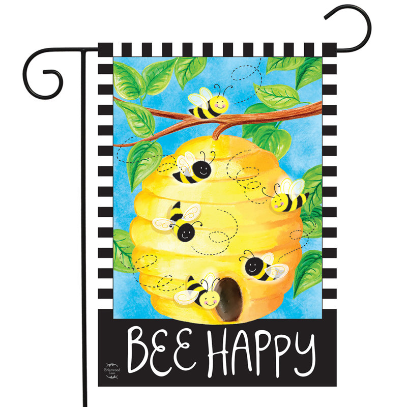 Drapeau de jardin «Bee Happy Bees Spring»