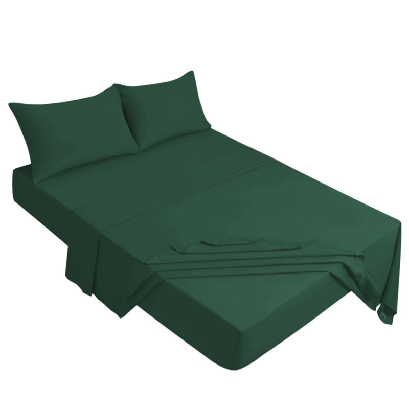 Meliah Microfibre Brushed Fitted Bed Sheet, Double (4'6), Emerald