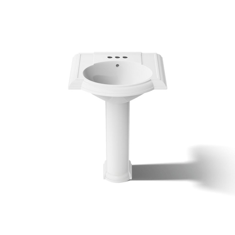 Devonshire Ceramic 25" Pedestal Bathroom Sink with Overflow, White, Centerset Faucet