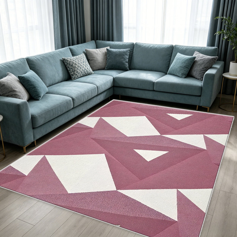 Blush Triangle   area rugs for Living Room, Soft and Comfortable, Suitable for all seasons, easy to maintain, machine washable Indoor floor mat, Under Table Farmhouse suitable for Bedroom, Dining Room, Study,  Balcony, Home Decor Patio