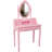 Princess Vanity Desk Set with 360° Rotating Mirror, 4-Drawer Wooden Makeup Table for Room, Ample Storage and Comfortable Stool-879545231