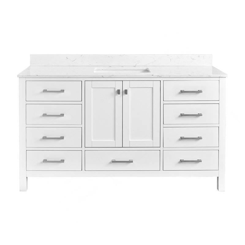 60'' Bathroom Vanity, Freestanding Vanity Top With Single Basin Wood Frame Bathroom Storage Cabinet, 60"