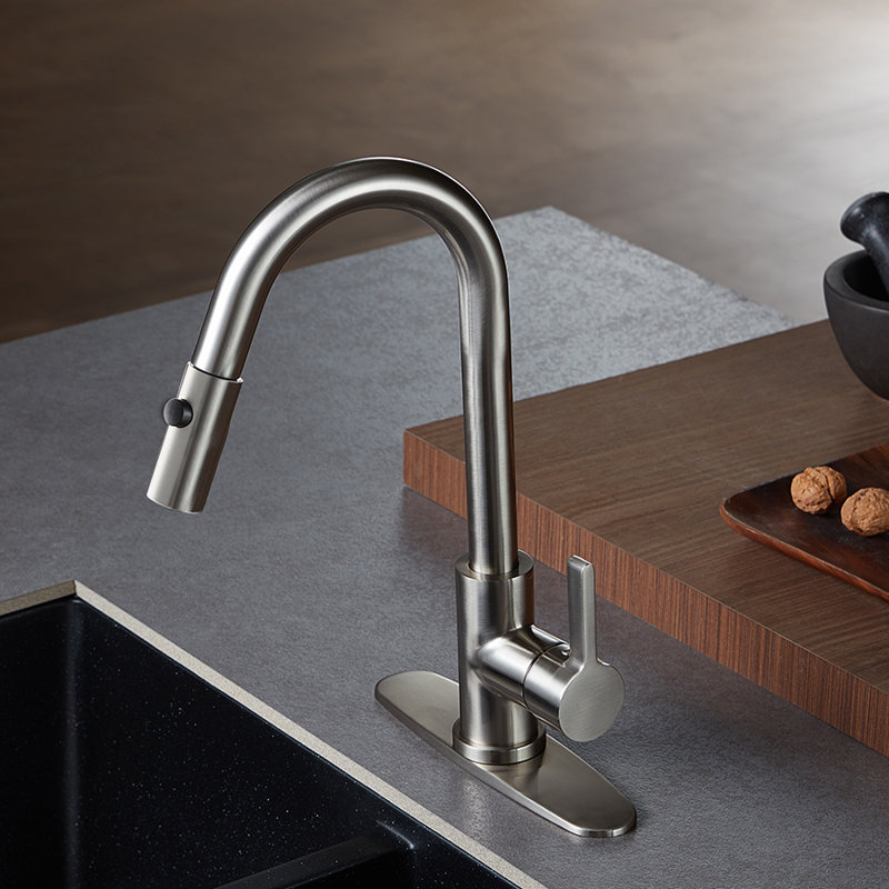 Robinet de cuisine à poignée simple Continental, Nickel brossé