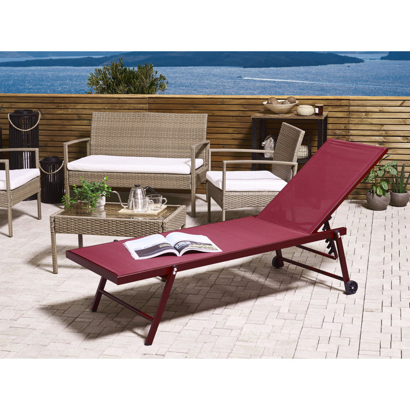 Deardorff 198cm Long Reclining Single Chaise, Red