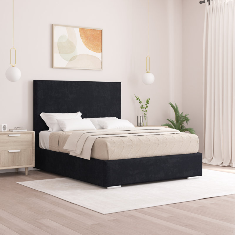 Shetye Upholstered Bed, Single (3'), Black