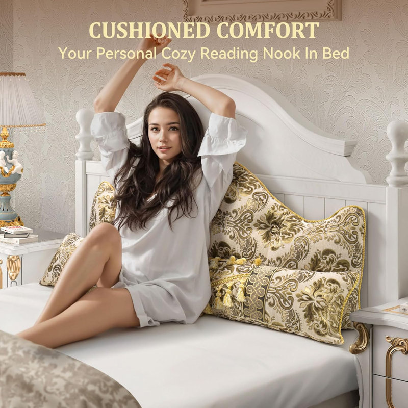 Ensemble de 4 coussins décoratifs pour le lit Sit-up Back Comfort Retro, Beige