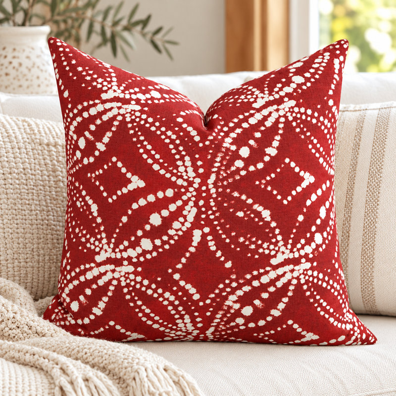 Housse de coussin en coton rouge Gerardo, 21,5 po x 21,5 po