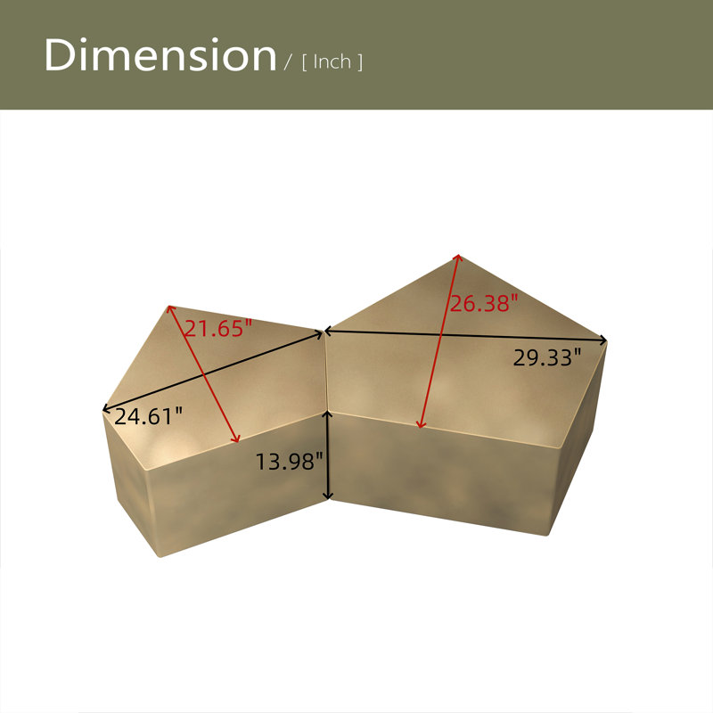 Pentagon Nesting Coffee Table Set, Geometric Coffee Table Set, Side Table Set, Cocktail Table Set, Centre Table Set For Living Room, Bedroom