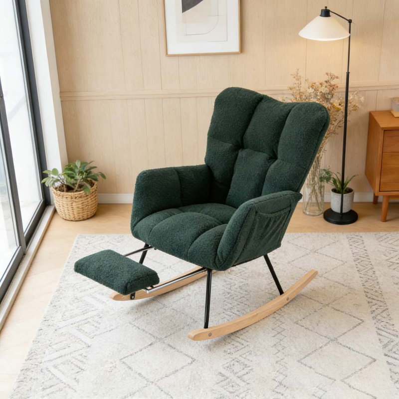 Chaise berçante Teddy, Green-Footstool