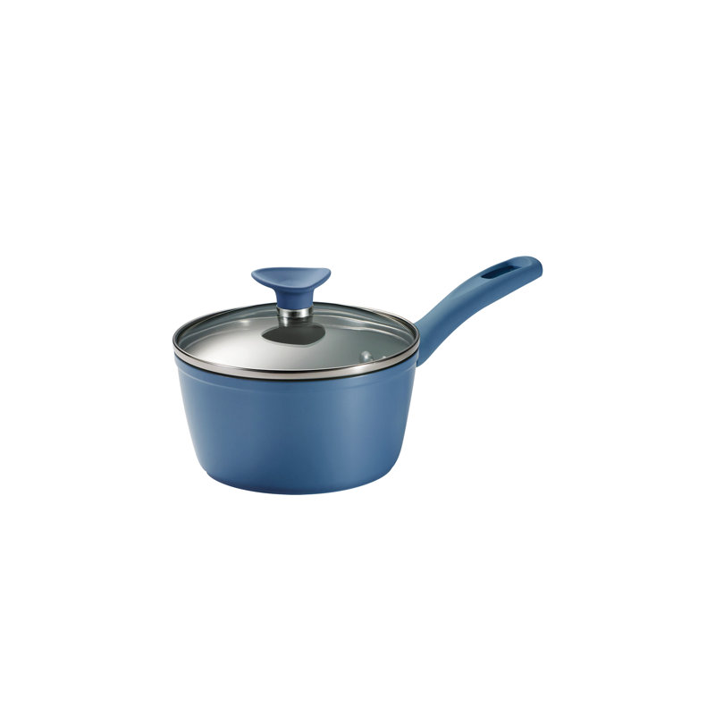 14-Piece Blue Aluminum Ceramic Nonstick Cookware Set with Utensils