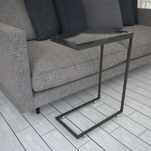 Callen 25'' Tall C Table End Table, Black Marble