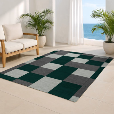 Tapis d'intérieur et d'extérieur à carreaux vert