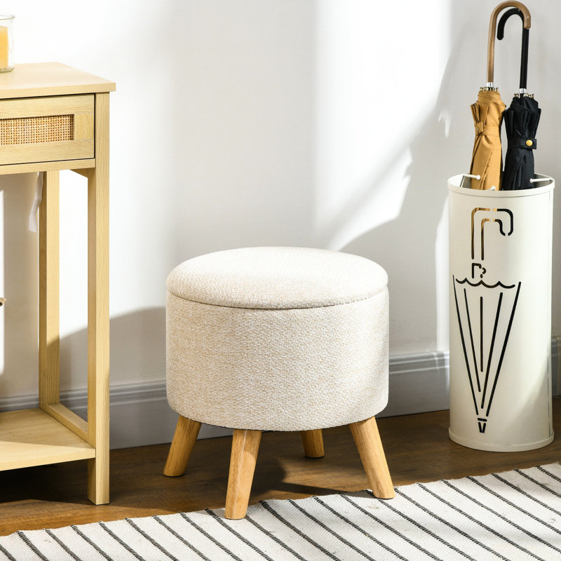 Upholstered Linen Footstool