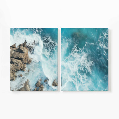 Danse saphir au bord de la mer | Impression sur toile 2 panneaux
