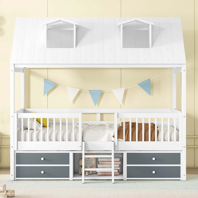 Structure de lit en bois, Lit simple, Blanc