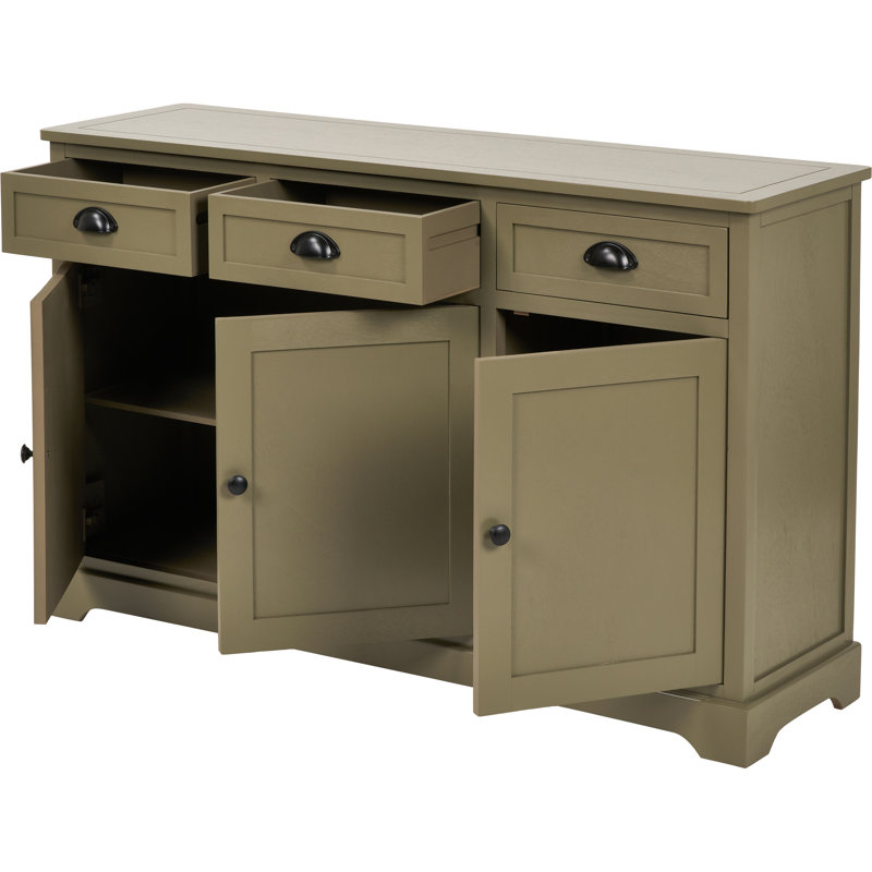 120cm W 3 - Drawer Chest of Drawers, Olive Green/Black