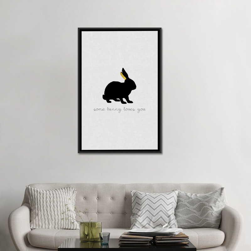 « some lapin aime you », impression sur toile, H 48 po x l 32 po x P 1,5 po, Toile avec cadre noir, Pas de tapis