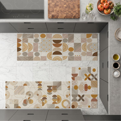 Geometric Nature Non-Slip Washable Kitchen Mats