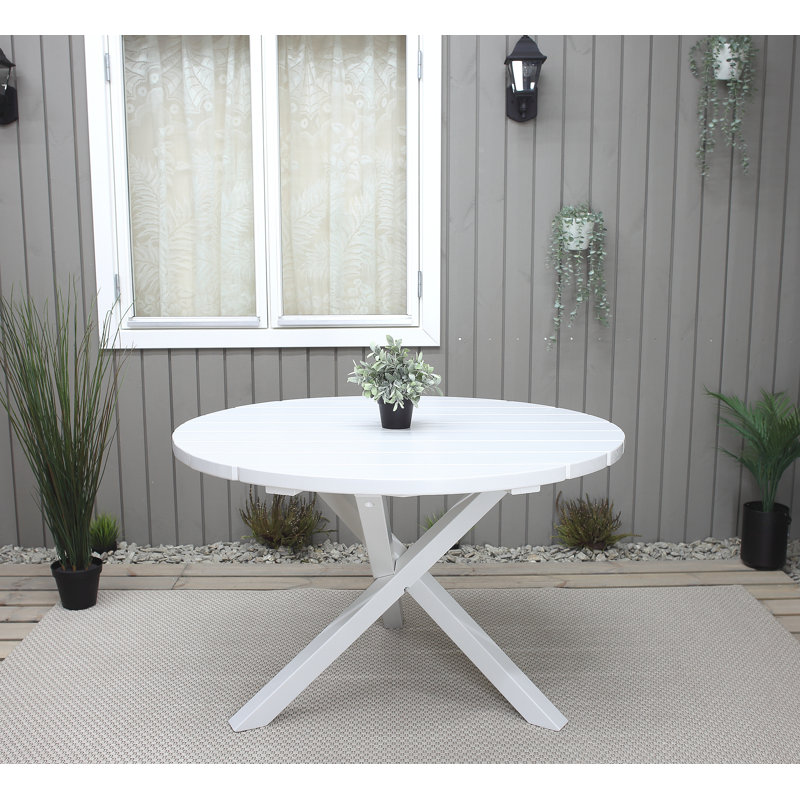 Edgerton Round Pine Outdoor Dining Table , 284.48cm cm W 284.48cm cm D, White
