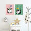 Kids Bedroom Cute Kawaii Boy And Girl Pink And Green Panda Baby Animal - 2 Piece No Frame Print Set-88622313