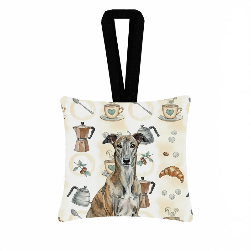 Ornement carré en tissu Brindle Greyhound Coffee Bar 3,5 × 3,5, Greyhound Brindle
